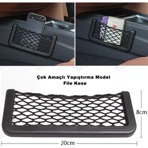 Araç File Kese Telefonluk Çok Amaçlı File Yapışma Model 8cm x 20CM