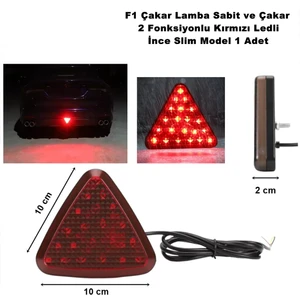 F1 Çakar Lamba Üçgen Yeni Slim Model Kırmızı Ledli 12V 2 Fonksiyonlu 1 Adet - Caraks