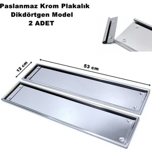 Paslanmaz Krom Nikelaj Plakalık 2'li Dikdörtgen Model 12 cm x 53 cm