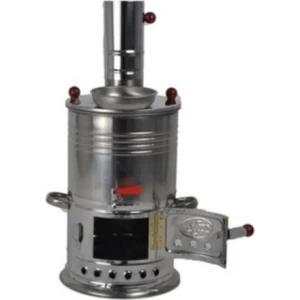 Semaver Tek Musluklu Krom Piknik Semaveri Odunlu Büyük Boy Kömürlü Semaver 5 Litre
