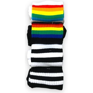 Renkli 4 Çift Desenli Fitilli Kolej Çorap Seti