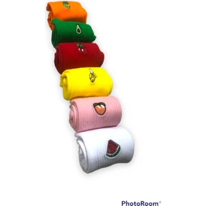 6 Çift Meyve Nakışlı Rengarenk Çorap Seti