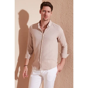 Pamuklu Çizgili Düğmeli Yaka Uzun Kollu Regular Fit Gömlek Erkek GÖMLEK CF23S112237