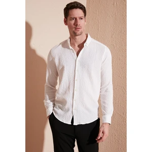 Pamuklu Çizgili Düğmeli Yaka Uzun Kollu Regular Fit Gömlek Erkek GÖMLEK CF23S112237