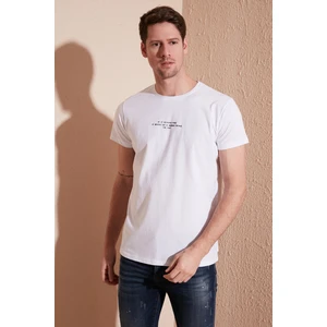 Yazı Baskılı Bisiklet Yaka  Pamuk Slim Fit T Shirt Erkek T Shirt 541IFIT