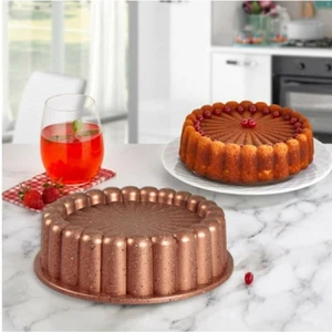 Eda Granit Döküm Tart Kalıbı Bordo 26cm Dilimli Tart Turta Kalıbı