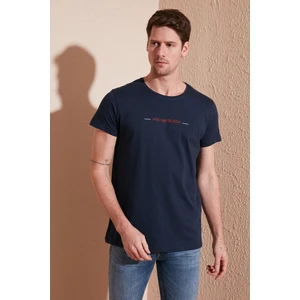 Yazı Baskılı Bisiklet Yaka  Pamuk Slim Fit T Shirt Erkek T Shirt 541WIND