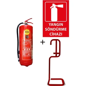 6 kg Tüpaş Yangın Tüpü, Yangın Tüpü Levhası ve Kare Sehpa 3'lü Set