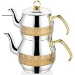 İnter Çelik Inter Celik Inter Çelik Köşem Gold Dekorlu Çaydanlık