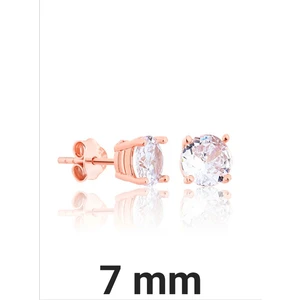Zanaat Silver 925 Ayar Gümüş Rose Kaplama 7 mm Tektaş Küpe