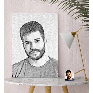 Bk Gift Kişiye Özel Karakalem Kanvas Tablo, Karakalem Tablo 30X50CM, Duvar Dekoru, Arkadaşa Hediye, Sevgiliye Hediye, Ev ve Ofis Hediyesi