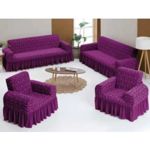 3+3+1+1 Jakarlı Koltuk Örtüsü Takımı Mürdüm