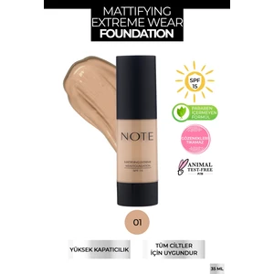 Mattifying Extreme Wear Fondöten Mat Bitiş 01 Beige