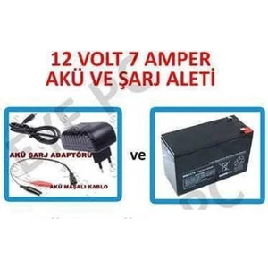 12V 7AH Akü + Akü Şarj Cihazı Adaptörü Şarj Aleti Set