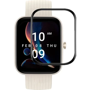 Amazfit Bip 3 1.69 Inch Tam Kaplayan Kavisli Ekran Koruyucu 3D Pet Film - Siyah AL3385