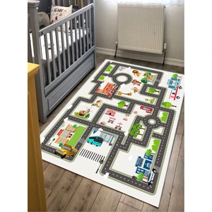 STY Home Trafik Yolu Çocuk Kaymaz Tabanlı Makinede Yıkanabilir Halı Kilim Yolluk Gri Beyaz