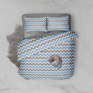 Snr Home Collection Mavi Zikzaklı Pamuklu Tek Kişilik Genç Odası Nevresim Seti (Çarşafsız)
