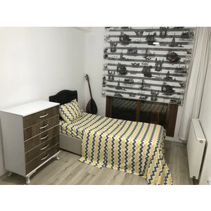 Snr Home Collection Sarı Zikzaklı Pamuklu Tek Kişilik Genç Odası Nevresim Takımı (Lastikli Çarşaflı)
