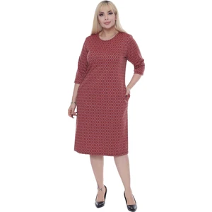 Jakarlı Cepli Kışlık Büyük Beden Elbise 30A-2269