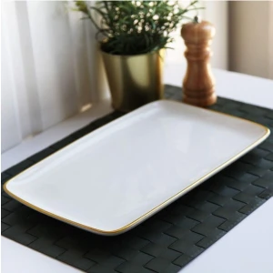 Seramik Meze Tabağı 33cm Beyaz Gold G2808