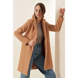 9082 Oversize Kaşe Kaban - Camel