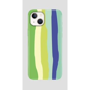 iPhone 14 Kılıf Gökkuşağı Liquid Lansman Içi Dokulu Silikon Telefon Kılıfı Suyeşili