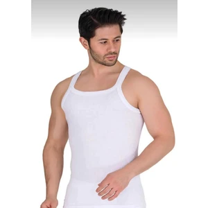 Erkek Beyaz 6"lı Ince Askılı Fitilli Kaşkorse Atlet 1044