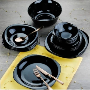 Luminarc Carine Noir Yemek Takımı 25 Parça 6 Kişilik Siyah Madame Luda Home