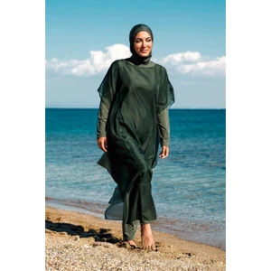 Tesettür Mayo Üzerine Kaftan Kimono Pareo P2202-HAKI