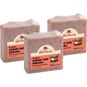 The Soap Factory İpek Seri El Yapımı Argan Sabunu 100 g x 3 Adet (Toplam 300 g) - Vegan - Lüks - Bütün Cilt Tiplerine Uygun - Soğuk Sıkım - Üstün Cilt Bakımı - Bitkisel