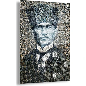 Emya Home Saatli Atatürk Cam Tablo