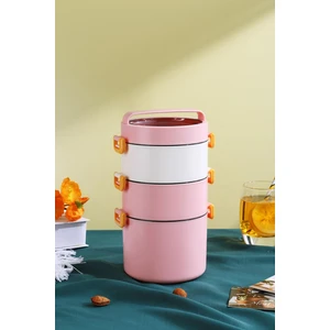 Bento Lunch Box Ofis-Okul Için Yeni Nesil Sefer Tası 3 Katlı Büyük Boy Çelik FF545