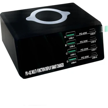 WLX X9D 110W Çoklu Bağlantı Noktalı Akıllı Şarj Istasyonu + Kablosuz Şarj Cihazı