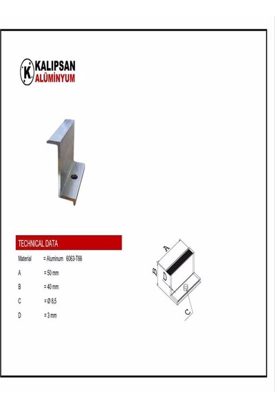 Kalıpsan Güneş Paneli Sonlandırıcı 40'lık Z Clamp (100 Adet)