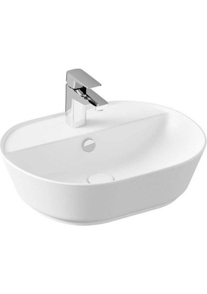 Geo 7428B001-0001 Oval Çanak Lavabo, 55 cm, Mat Beyaz