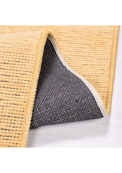 Modern Şönil Kilim Sarı Jakaralı Dokuma Ince Yolluk Natural Lateks Özel Ölçü modelleri