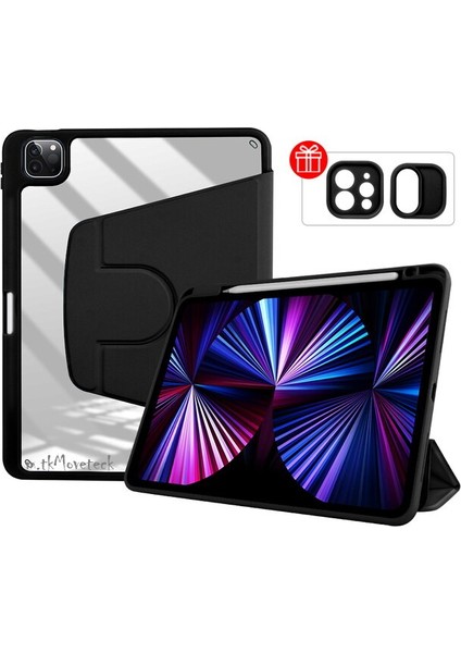 Apple Ipad PRO11INÇ Uyumlu 2.3.4.nesil M2 2020-2022 Uyumlu Kılıf Katlanabilir Kalemlikli Ayarlanabilir Standlı Uyku Modlu Akıllı Kapak Pencil Kalem Bölmeli Smart Cover Trifolding