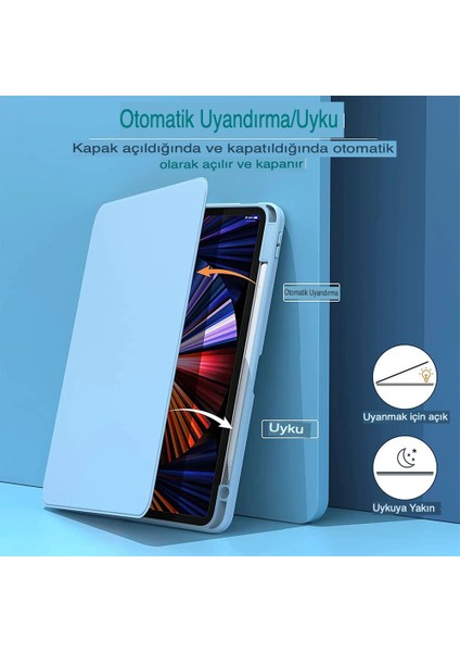 Apple Ipad 7.8.9.nesil 10.2inç Uyumlu Kılıf Katlanabilir Kalemlikli Ayarlanabilir Standlı Uyku Modlu Akıllı Kapak Pencil Kalem Bölmeli Smart Covert Trifoldink Pencil Pen Yuva
