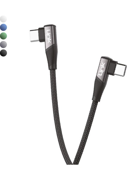 K595 Safe 60W Type-C - Type-C 90 Derece Data/şarj Kablosu 1.5mt