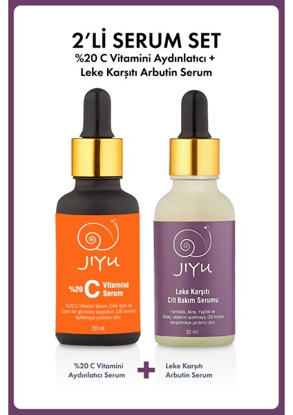 2'li Cilt Bakım Serumları (%20 C Vitamini Serum + Leke Karşıtı Arbutin Serum) 2 x 30 ml