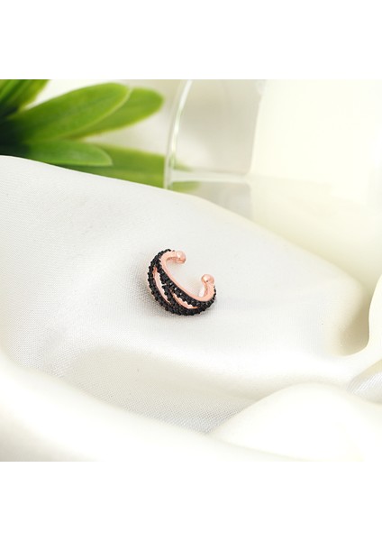 925 Ayar Gümüş Mat Modern Tasarım Sıkıştırmalı Kıkırdak Küpe