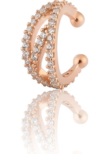 925 Ayar Gümüş Rose Modern Tasarım Sıkıştırmalı Kıkırdak Küpe