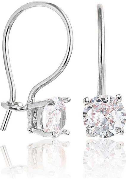 925 Ayar Gümüş Rodyum Kaplama 7 mm Tektaş Mengeç Küpe
