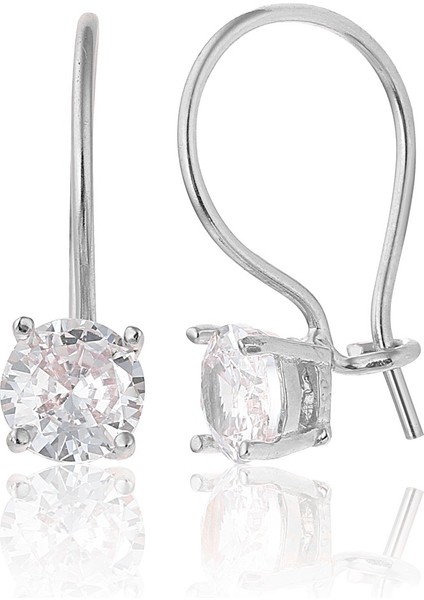 925 Ayar Gümüş Zirkon Taşlı Rodyum Kaplama Tektaş Mengeç Küpe