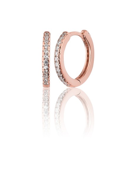 925 Ayar Gümüş Rose Kaplama Halka Küpe 14 mm