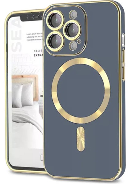 Apple iPhone 12 Pro Mag Safe Özellikli Lens Korumalı Luxury Silikon Kılıf - Petrol Mavisi