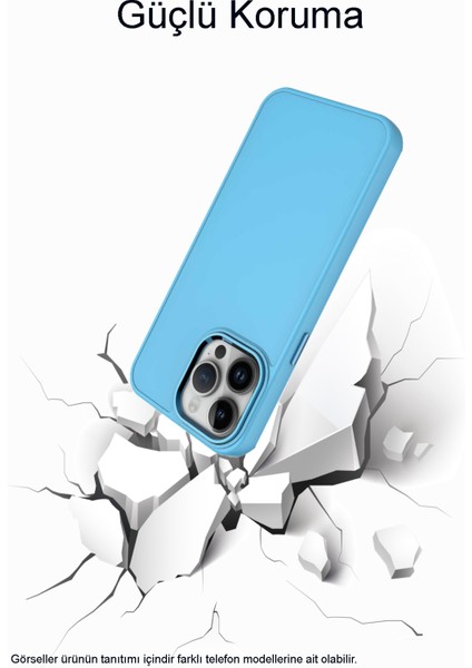 Apple iPhone 13 Pro Kapak Renkli Metal Kamera Çerçeveli First Class Içi Kadife Lasnman Kılıf - Mavi