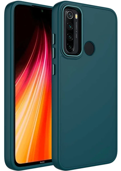 Kzy Xiaomi Redmi Note 8 Kapak Renkli Metal Kamera Çerçeveli First Class Içi Kadife Lasnman Kılıf - Yeşil