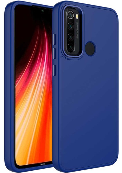 Xiaomi Redmi Note 8 Kapak Renkli Metal Kamera Çerçeveli First Class Içi Kadife Lasnman Kılıf - Lacivert