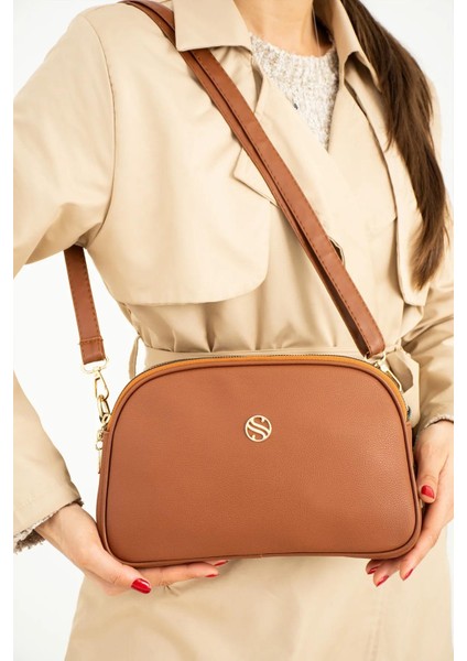 Kadın Yumuşak Deri 5 Bölmeli Uzun Çapraz Askılı Orta Boy Kullanışlı Omuz Çantası